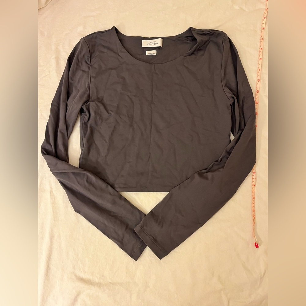 Aritzia Babaton Contour Crew Cropped Longsleeve Gray Medium